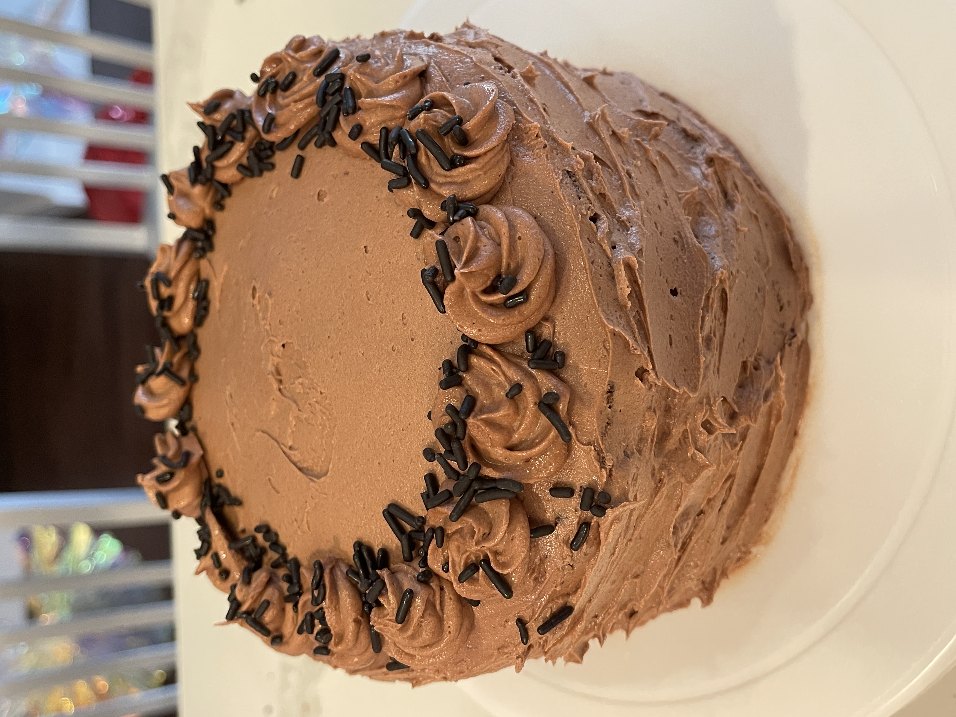 Chocolate cake with brown sprinkles