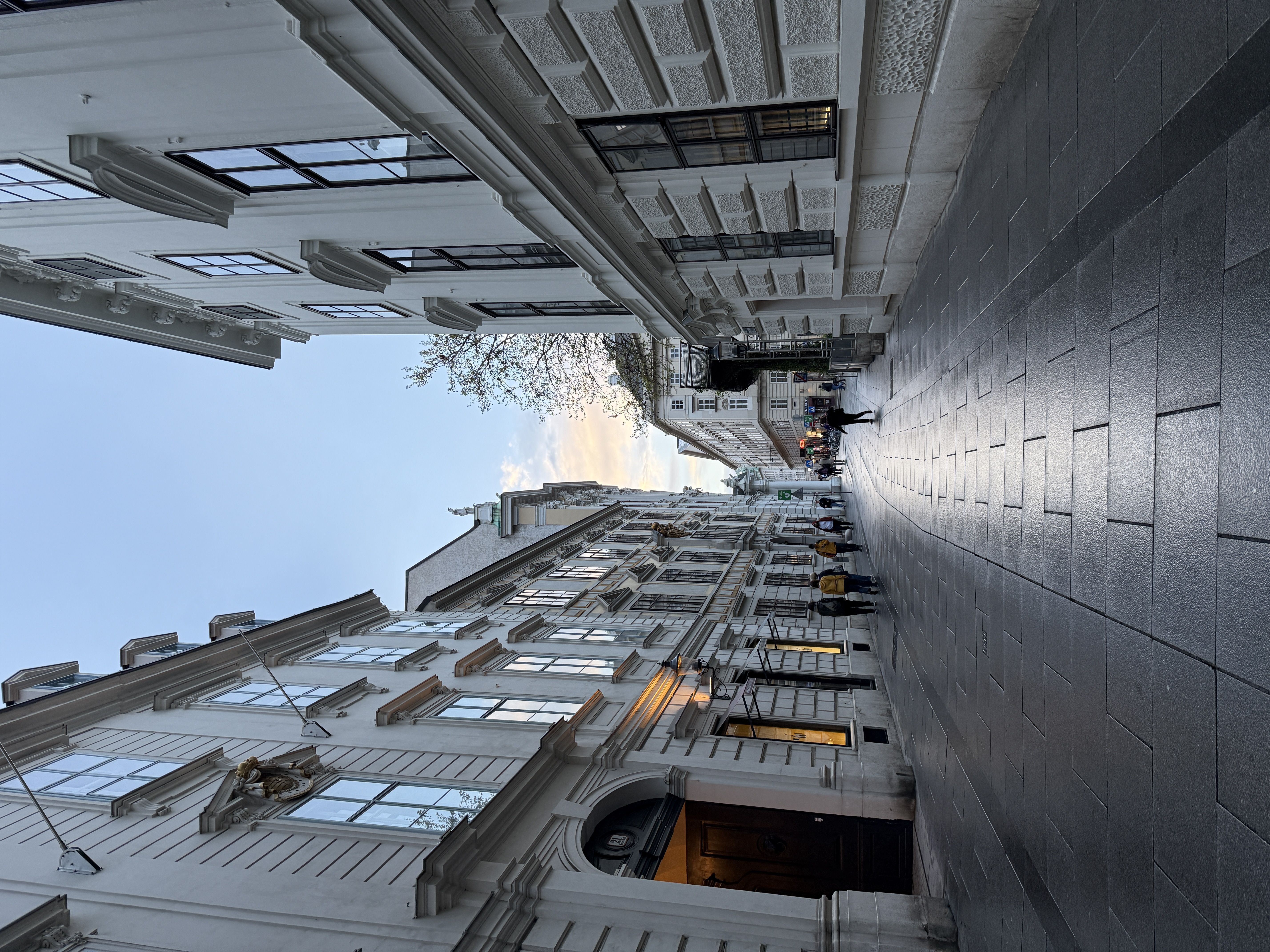 An image of the streets of Austria in the evening with the sunset.