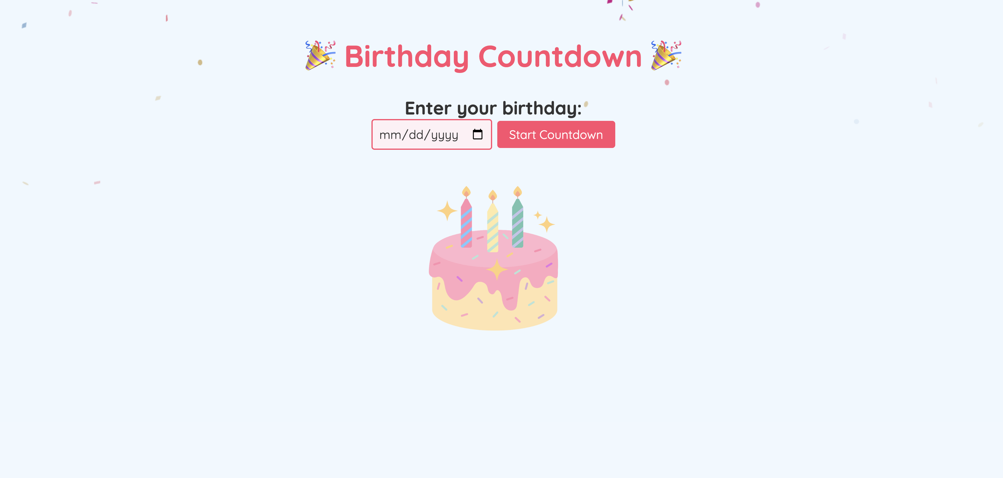 A birthday cake with an input field to enter a birthday.
