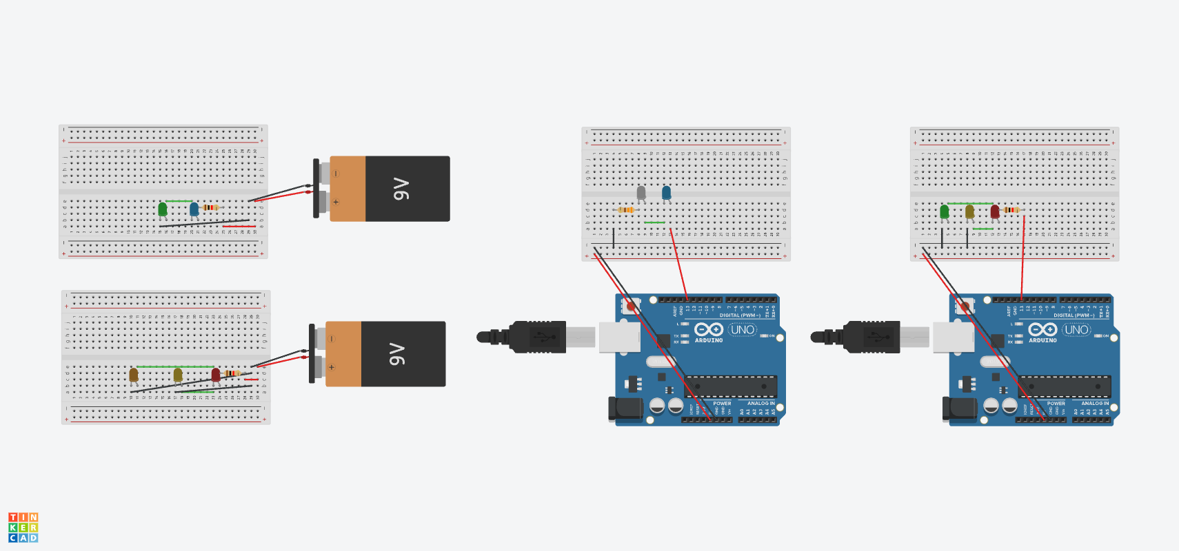 Arduino boards with LEDs.
