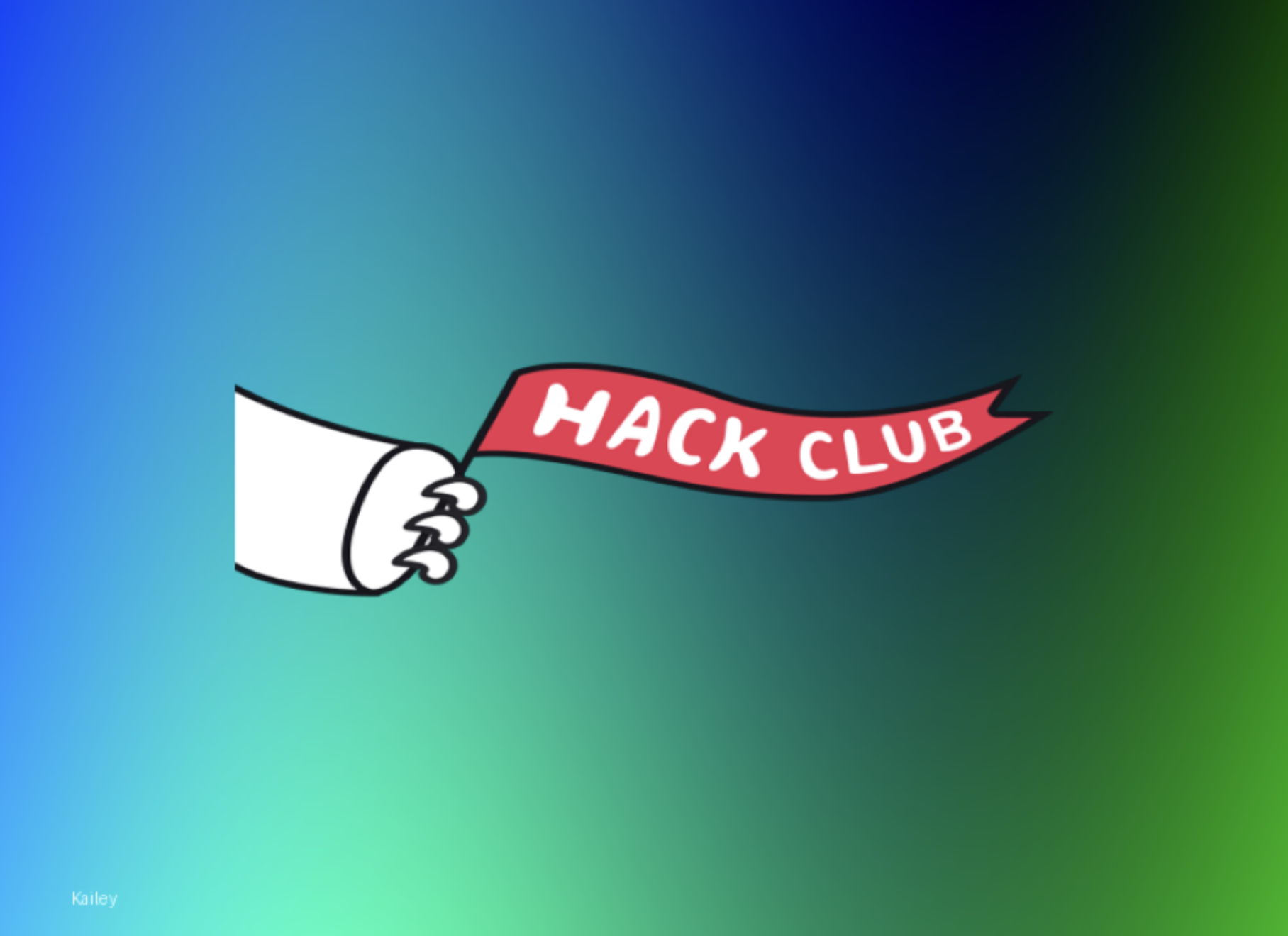 Hack Club logo on top of a blue/green gradient background.