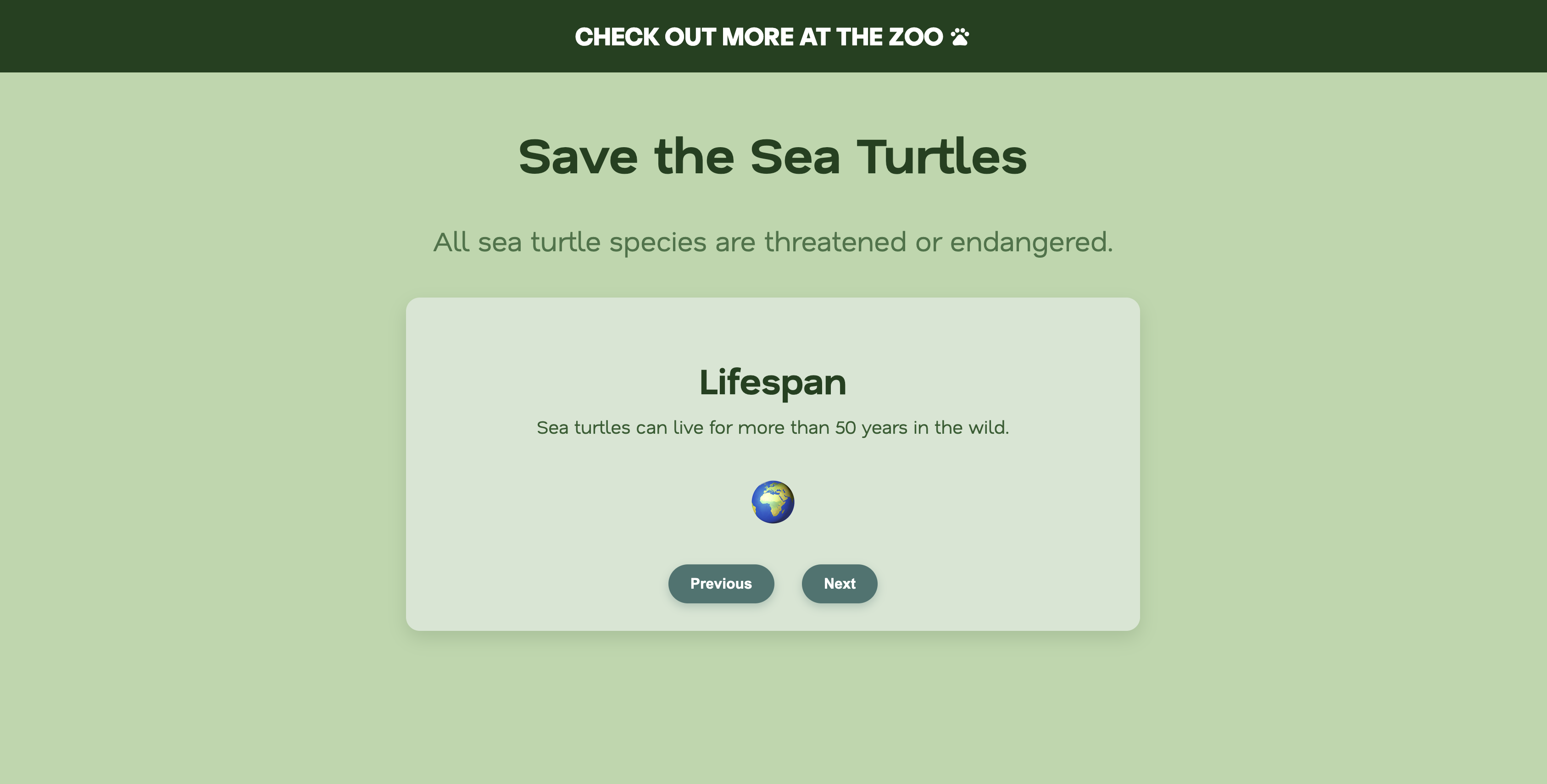 A green website with a facts panel and emojis.